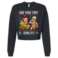Did You Try Icing It Funny Gingerbread Christmas Holiday Cropped Pullover Crew