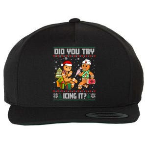 Did You Try Icing It Funny Gingerbread Christmas Holiday Wool Snapback Cap