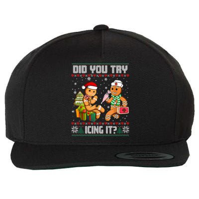 Did You Try Icing It Funny Gingerbread Christmas Holiday Wool Snapback Cap