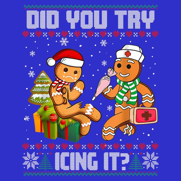 Did You Try Icing It Funny Gingerbread Christmas Holiday Button