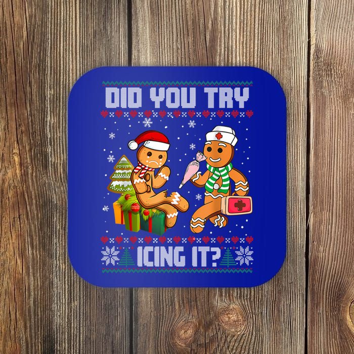 Did You Try Icing It Funny Gingerbread Christmas Holiday Coaster