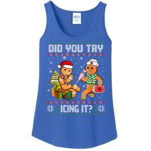 Did You Try Icing It Funny Gingerbread Christmas Holiday Ladies Essential Tank