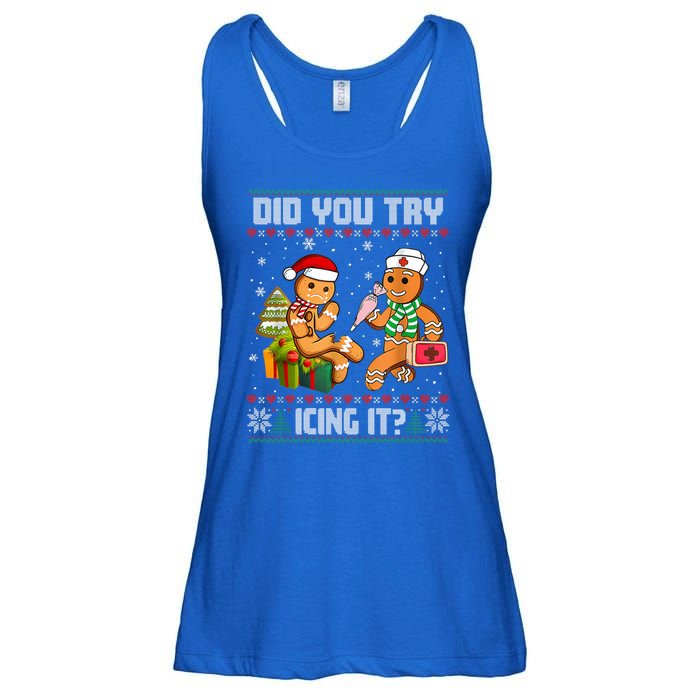 Did You Try Icing It Funny Gingerbread Christmas Holiday Ladies Essential Flowy Tank