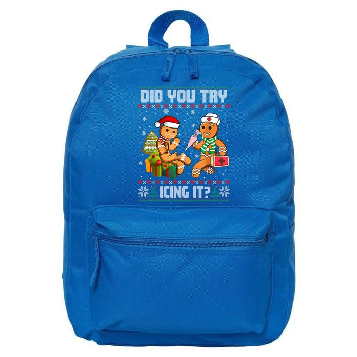 Did You Try Icing It Funny Gingerbread Christmas Holiday 16 in Basic Backpack