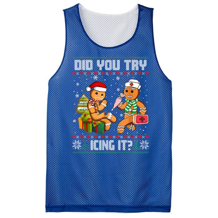 Did You Try Icing It Funny Gingerbread Christmas Holiday Mesh Reversible Basketball Jersey Tank