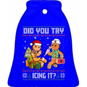 Did You Try Icing It Funny Gingerbread Christmas Holiday Ceramic Bell Ornament