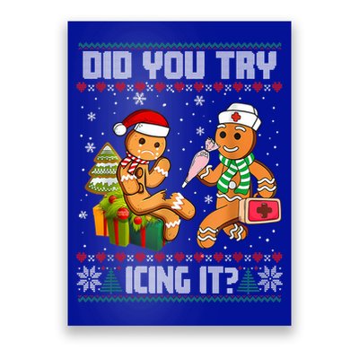 Did You Try Icing It Funny Gingerbread Christmas Holiday Poster
