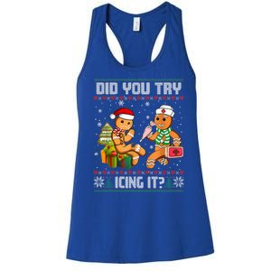 Did You Try Icing It Funny Gingerbread Christmas Holiday Women's Racerback Tank