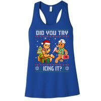 Did You Try Icing It Funny Gingerbread Christmas Holiday Women's Racerback Tank