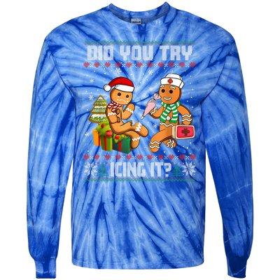 Did You Try Icing It Funny Gingerbread Christmas Holiday Tie-Dye Long Sleeve Shirt