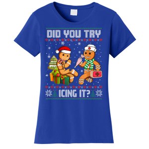 Did You Try Icing It Funny Gingerbread Christmas Holiday Women's T-Shirt