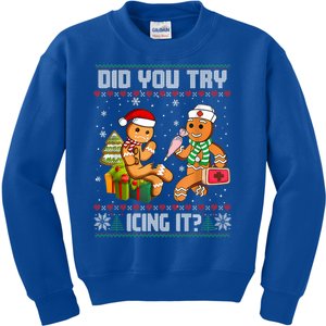 Did You Try Icing It Funny Gingerbread Christmas Holiday Kids Sweatshirt