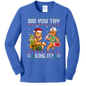 Did You Try Icing It Funny Gingerbread Christmas Holiday Kids Long Sleeve Shirt