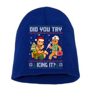 Did You Try Icing It Funny Gingerbread Christmas Holiday Short Acrylic Beanie