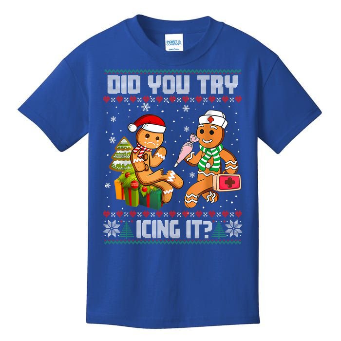 Did You Try Icing It Funny Gingerbread Christmas Holiday Kids T-Shirt