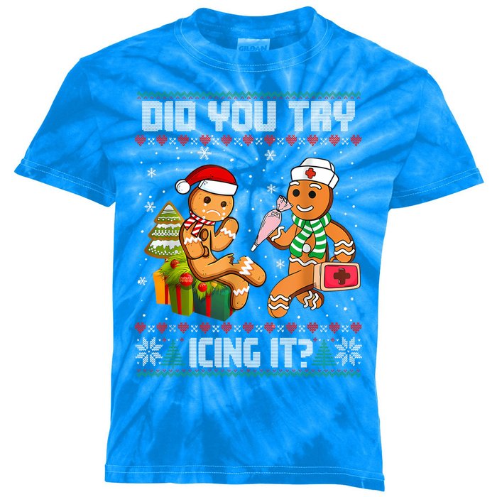 Did You Try Icing It Funny Gingerbread Christmas Holiday Kids Tie-Dye T-Shirt