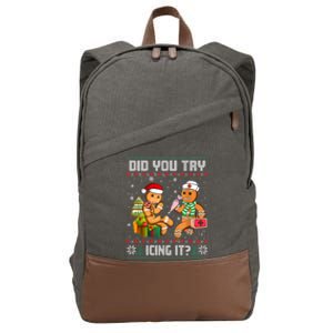 Did You Try Icing It Funny Gingerbread Christmas Holiday Cotton Canvas Backpack