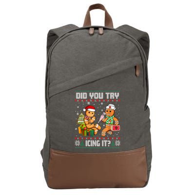 Did You Try Icing It Funny Gingerbread Christmas Holiday Cotton Canvas Backpack