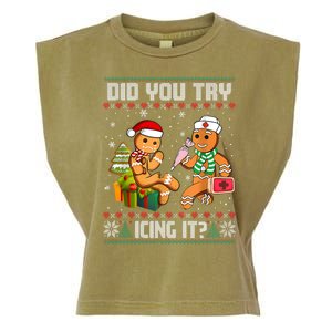 Did You Try Icing It Funny Gingerbread Christmas Holiday Garment-Dyed Women's Muscle Tee