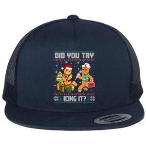 Did You Try Icing It Funny Gingerbread Christmas Holiday Flat Bill Trucker Hat