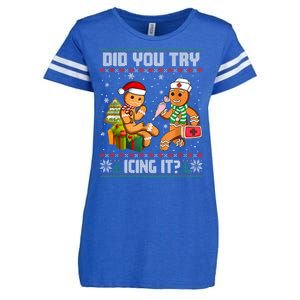 Did You Try Icing It Funny Gingerbread Christmas Holiday Enza Ladies Jersey Football T-Shirt