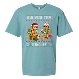 Did You Try Icing It Funny Gingerbread Christmas Holiday Sueded Cloud Jersey T-Shirt