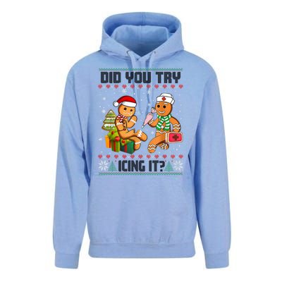 Did You Try Icing It Funny Gingerbread Christmas Holiday Unisex Surf Hoodie