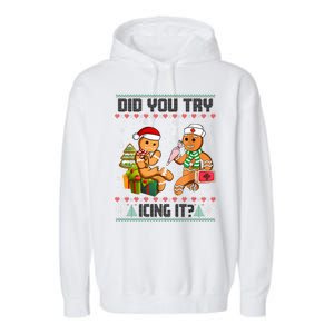 Did You Try Icing It Funny Gingerbread Christmas Holiday Garment-Dyed Fleece Hoodie