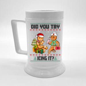 Did You Try Icing It Funny Gingerbread Christmas Holiday Beer Stein