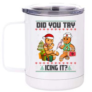 Did You Try Icing It Funny Gingerbread Christmas Holiday 12 oz Stainless Steel Tumbler Cup