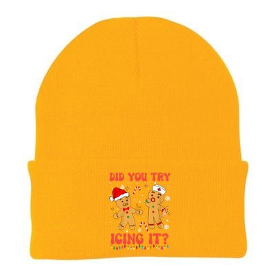 Did You Try Icing It Christmas Nurse Gingerbread  Knit Cap Winter Beanie