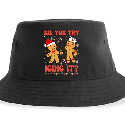 Did You Try Icing It Christmas Nurse Gingerbread  Sustainable Bucket Hat