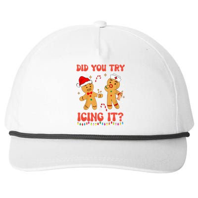 Did You Try Icing It Christmas Nurse Gingerbread  Snapback Five-Panel Rope Hat