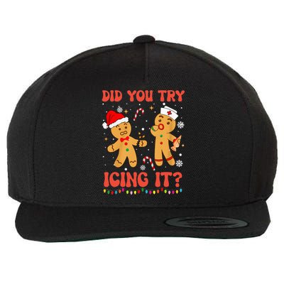 Did You Try Icing It Christmas Nurse Gingerbread  Wool Snapback Cap