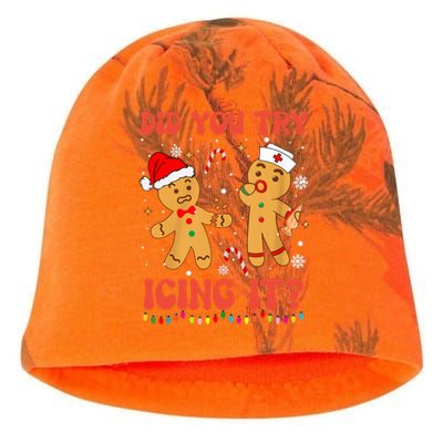 Did You Try Icing It Christmas Nurse Gingerbread  Kati - Camo Knit Beanie