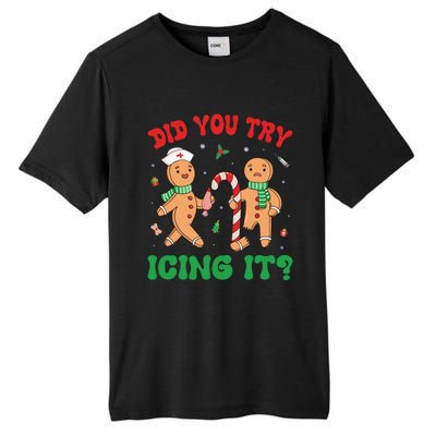 Did You Try Icing It Retro Christmas Gingerbread Nurse Squad Tall Fusion ChromaSoft Performance T-Shirt