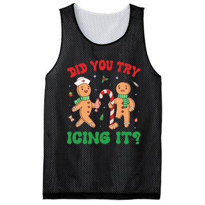 Did You Try Icing It Retro Christmas Gingerbread Nurse Squad Mesh Reversible Basketball Jersey Tank