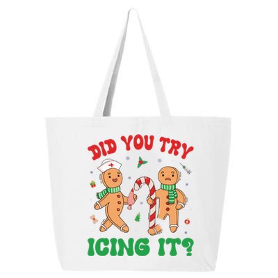 Did You Try Icing It Retro Christmas Gingerbread Nurse Squad 25L Jumbo Tote