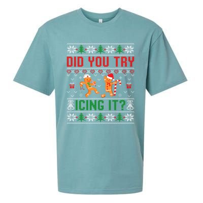 Did You Try Icing It Funny Nurse Ugly Christmas Sweater Sweatshirt Sueded Cloud Jersey T-Shirt