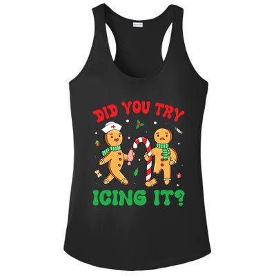 Did You Try Icing It Retro Christmas Gingerbread Nurse Squad Ladies PosiCharge Competitor Racerback Tank