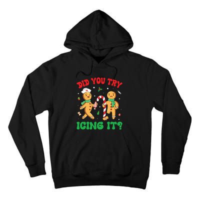 Did You Try Icing It Retro Christmas Gingerbread Nurse Squad Tall Hoodie