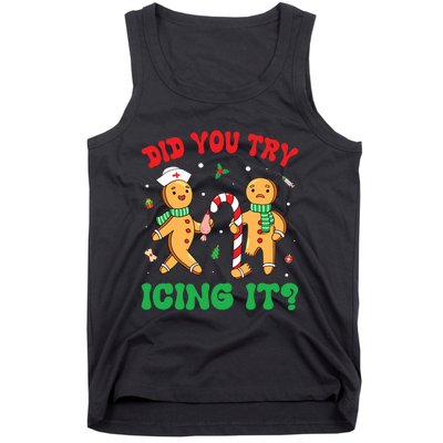 Did You Try Icing It Retro Christmas Gingerbread Nurse Squad Tank Top