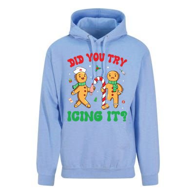 Did You Try Icing It Retro Christmas Gingerbread Nurse Squad Unisex Surf Hoodie