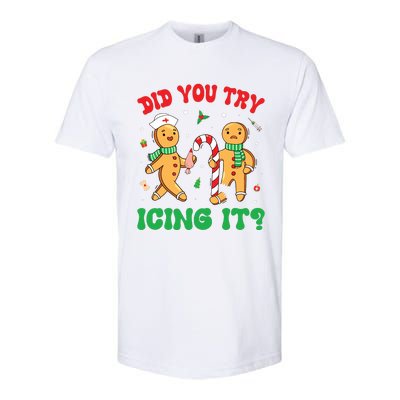 Did You Try Icing It Retro Christmas Gingerbread Nurse Squad Softstyle CVC T-Shirt