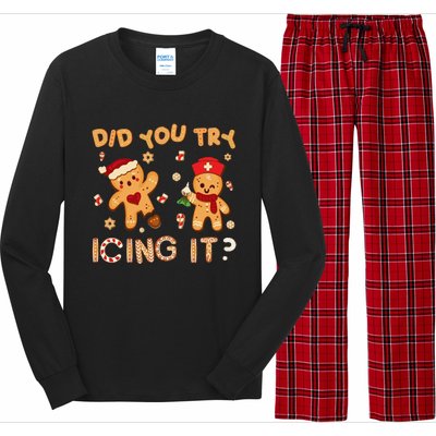 Did You Try Icing It Christmas School Nurse Emergency Nurse Long Sleeve Pajama Set