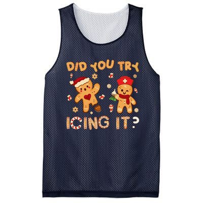 Did You Try Icing It Christmas School Nurse Emergency Nurse Mesh Reversible Basketball Jersey Tank