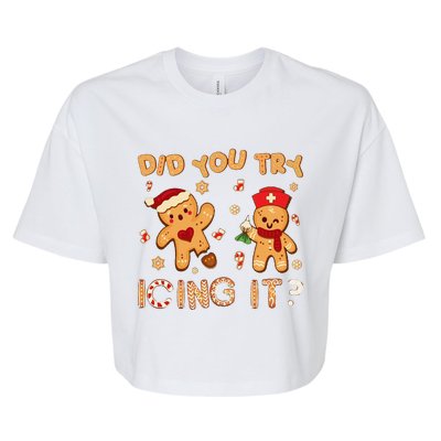 Did You Try Icing It Christmas School Nurse Emergency Nurse Bella+Canvas Jersey Crop Tee