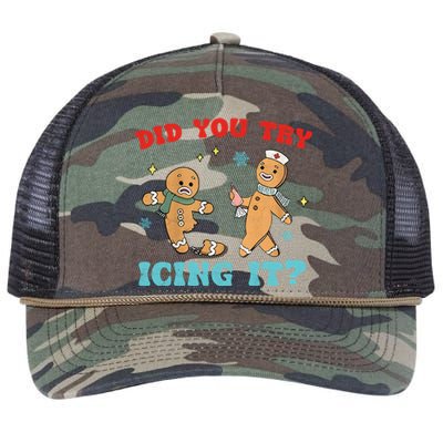 Did You Try Icing It Christmas Nurse Gift Retro Rope Trucker Hat Cap