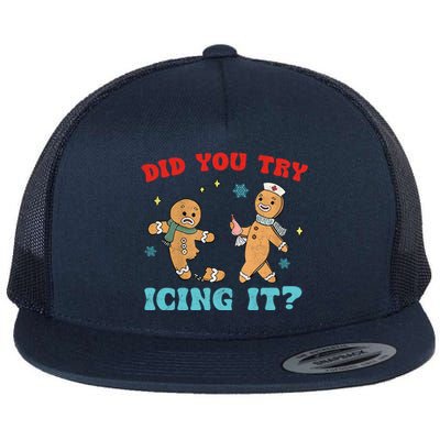 Did You Try Icing It Christmas Nurse Gift Flat Bill Trucker Hat