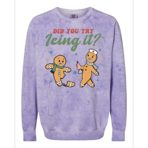 Did You Try Icing It Funny Gingerbread Funny Christmas Colorblast Crewneck Sweatshirt